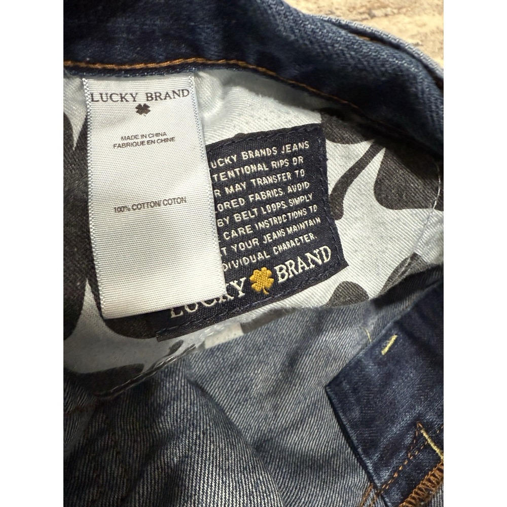 Lucky Brand 329 Jeans Mens 36x34 Classic Straight Stretch Dark Wash Zip Fly - Picture 15 of 16
